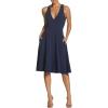 imageDress the Population Womens Catalina Solid Sleeveless Fit ampamp Flare Midi DressMidnight Blue B