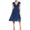 imageDress the Population Womens Corey Plunging Mix Media Cap Sleeve Aline Midi DressPacific