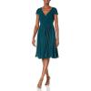 imageDress the Population Womens Corey Plunging Mix Media Cap Sleeve Aline Midi DressPine