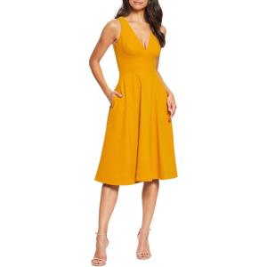 imageDress the Population Womens Catalina Solid Sleeveless Fit ampamp Flare Midi DressHoney