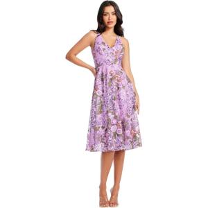 imageDress the Population Womens Elisa Sleeveless Plunge Neckline Fit and Flare Midi DressLavender Multi