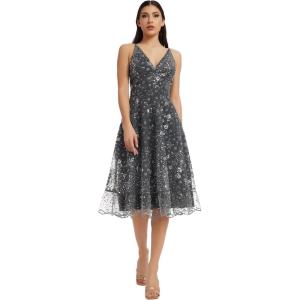 imageDress the Population Womens Elisa Sleeveless Plunge Neckline Fit and Flare Midi DressSteel