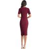 imageDress the Population Womens Ruth Short Puff Sleeves Asymmetrical Neckline Bodycon Midi DressBurgundy