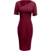 imageDress the Population Womens Ruth Short Puff Sleeves Asymmetrical Neckline Bodycon Midi DressBurgundy