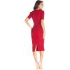 imageDress the Population Womens Ruth Short Puff Sleeves Asymmetrical Neckline Bodycon Midi DressGarnet