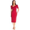 imageDress the Population Womens Ruth Short Puff Sleeves Asymmetrical Neckline Bodycon Midi DressGarnet