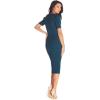 imageDress the Population Womens Ruth Short Puff Sleeves Asymmetrical Neckline Bodycon Midi DressPine