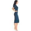 imageDress the Population Womens Ruth Short Puff Sleeves Asymmetrical Neckline Bodycon Midi DressPine