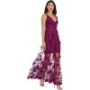 imageDress the Population Womens Sidney Sleeveless Plunge Neckline Fit and Flare Maxi DressDark Magenta
