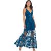 imageDress the Population Womens Sidney Sleeveless Plunge Neckline Fit and Flare Maxi DressPeacock Blue