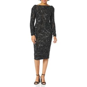 imageDress the Population Womens Emery Long Sleeve Stretch Sequin Midi SheathBlack Geo