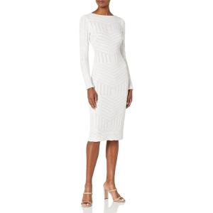 imageDress the Population Womens Emery Long Sleeve Stretch Sequin Midi SheathWhite