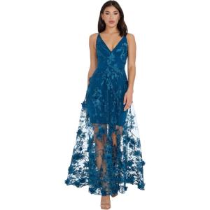 imageDress the Population Womens Sidney Sleeveless Plunge Neckline Fit and Flare Maxi DressPeacock Blue