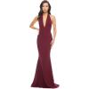 imageDress the Population Womens Camden Sleeveless Halter Plunging Long Stretch GownBurgundy