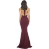 imageDress the Population Womens Camden Sleeveless Halter Plunging Long Stretch GownBurgundy