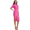 imageDress the Population Womens Gloria Collared Zip Neck Short Sleeve Bodycon Midi DressBright Fuchsia