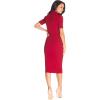 imageDress the Population Womens Gloria Collared Zip Neck Short Sleeve Bodycon Midi DressGarnet