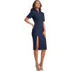 imageDress the Population Womens Gloria Collared Zip Neck Short Sleeve Bodycon Midi DressMidnight Blue