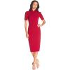 imageDress the Population Womens Gloria Collared Zip Neck Short Sleeve Bodycon Midi DressGarnet