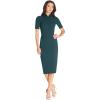 imageDress the Population Womens Gloria Collared Zip Neck Short Sleeve Bodycon Midi DressPine