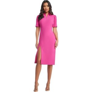imageDress the Population Womens Gloria Collared Zip Neck Short Sleeve Bodycon Midi DressBright Fuchsia
