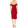 imageDress the Population Womens Bailey Off The Shoulder Sweetheart Bodycon Midi Sheath DressGarnet