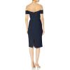 imageDress the Population Womens Bailey Off The Shoulder Sweetheart Bodycon Midi Sheath DressMidnight Blue