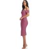imageDress the Population Womens Bailey Off The Shoulder Sweetheart Bodycon Midi Sheath DressOrchid