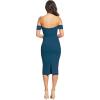 imageDress the Population Womens Bailey Off The Shoulder Sweetheart Bodycon Midi Sheath DressPeacock Blue