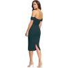 imageDress the Population Womens Bailey Off The Shoulder Sweetheart Bodycon Midi Sheath DressPine