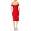 imageDress the Population Womens Bailey Off The Shoulder Sweetheart Bodycon Midi Sheath DressRouge