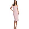 imageDress the Population Womens Bailey Off The Shoulder Sweetheart Bodycon Midi Sheath DressVintage Pink