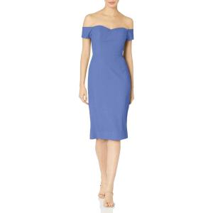 imageDress the Population Womens Bailey Off The Shoulder Sweetheart Bodycon Midi Sheath DressBlue Jay