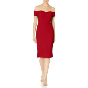 imageDress the Population Womens Bailey Off The Shoulder Sweetheart Bodycon Midi Sheath DressGarnet