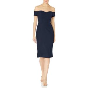 imageDress the Population Womens Bailey Off The Shoulder Sweetheart Bodycon Midi Sheath DressMidnight Blue