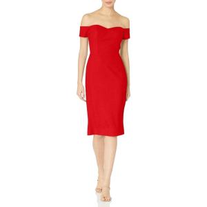 imageDress the Population Womens Bailey Off The Shoulder Sweetheart Bodycon Midi Sheath DressRouge