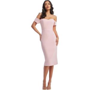 imageDress the Population Womens Bailey Off The Shoulder Sweetheart Bodycon Midi Sheath DressVintage Pink
