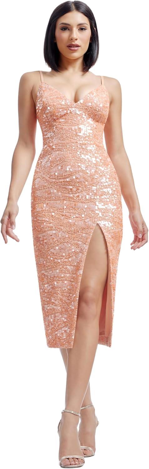 imageDress The Population Womens Anastasia Bodycon Midi DressCoral