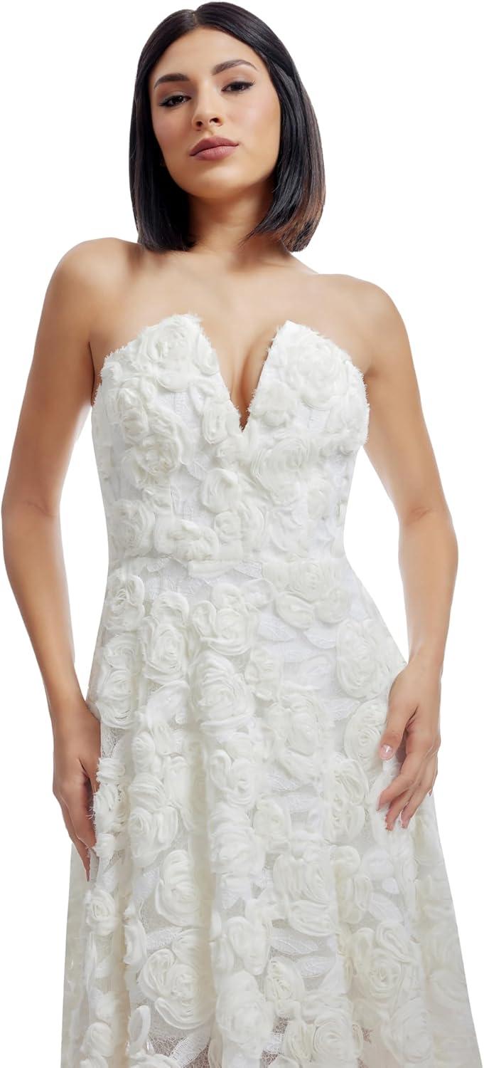 imageDress The Population Womens Briella Fit and Flare Midi DressOffwhite