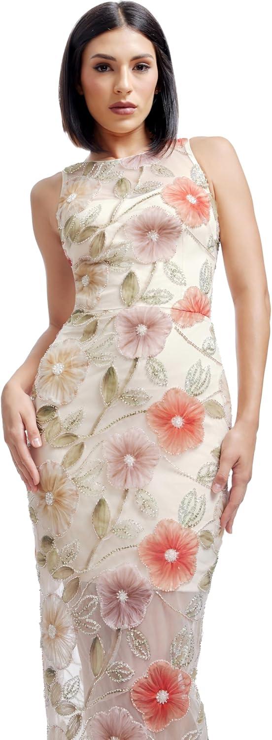 imageDress The Population Womens Helena Bodycon Midi DressChampagne Multi