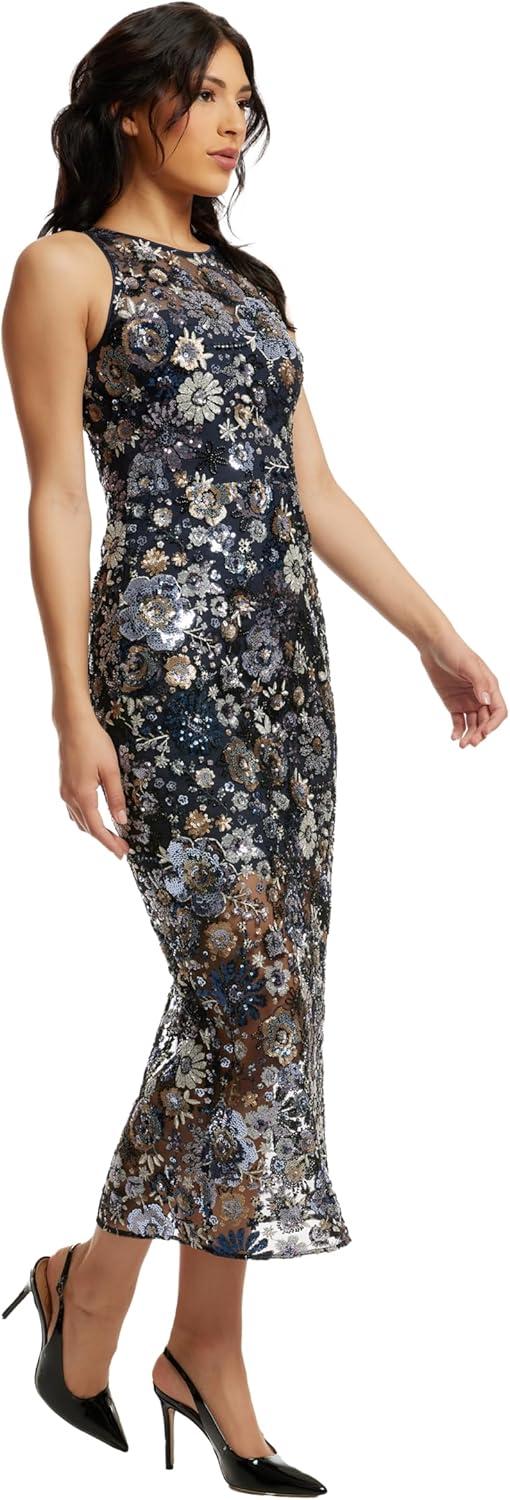 imageDress The Population Womens Helena Bodycon Midi DressNavy Multi