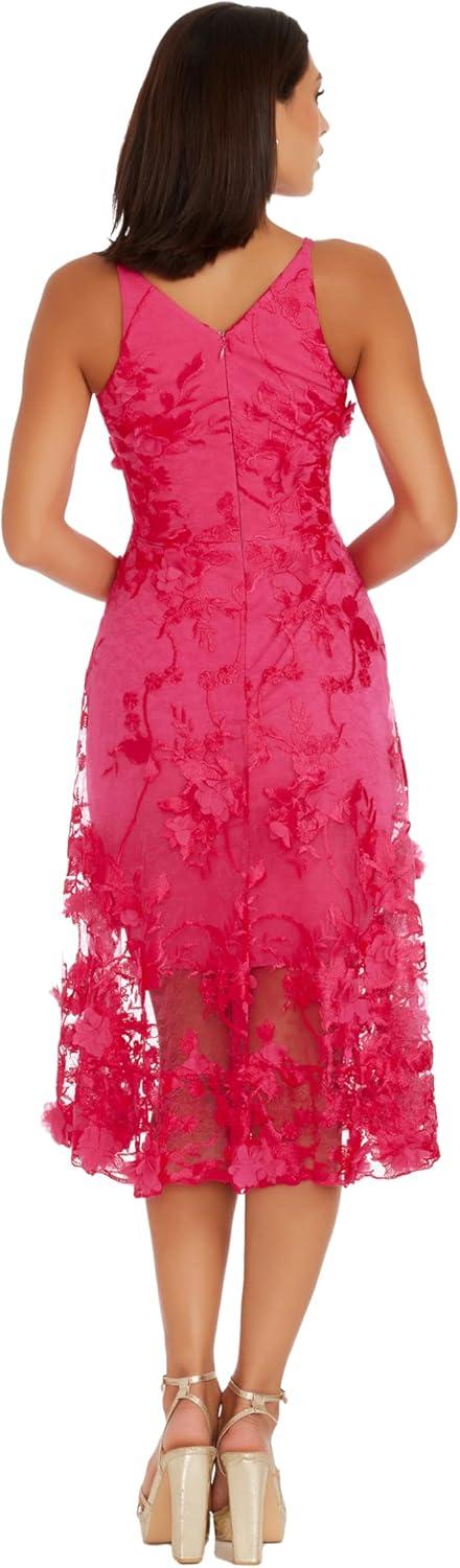 imageDress the Population Womens Audrey Midi Plunging DressBegonia