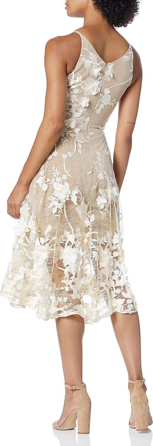 imageDress the Population Womens Audrey Midi Plunging DressCreamNude