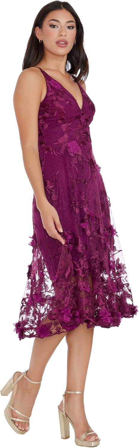 imageDress the Population Womens Audrey Midi Plunging DressDark Magenta