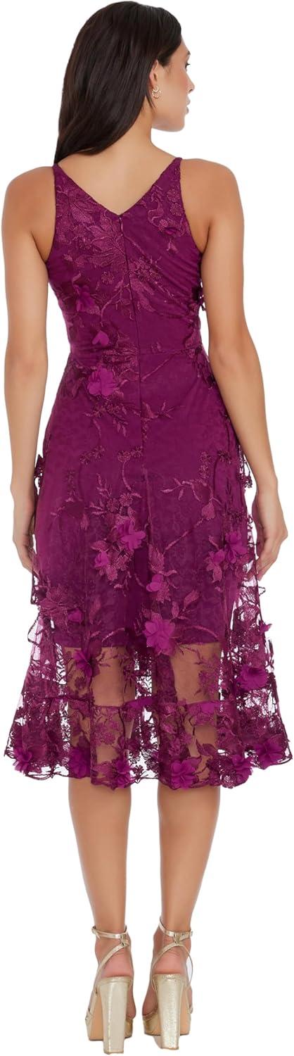 imageDress the Population Womens Audrey Midi Plunging DressDark Magenta