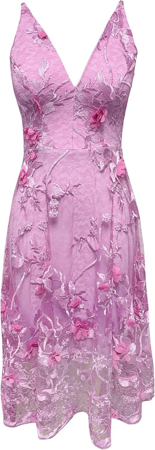 imageDress the Population Womens Audrey Midi Plunging DressLavender