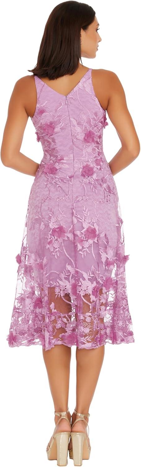 imageDress the Population Womens Audrey Midi Plunging DressLavender