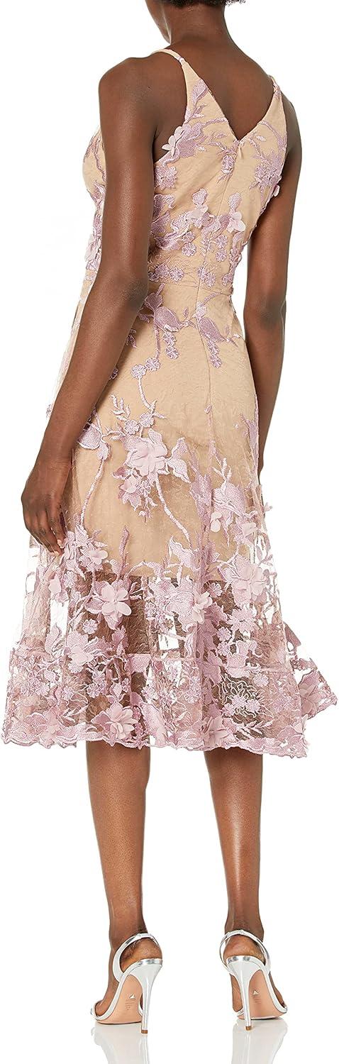 imageDress the Population Womens Audrey Midi Plunging DressLilacNude