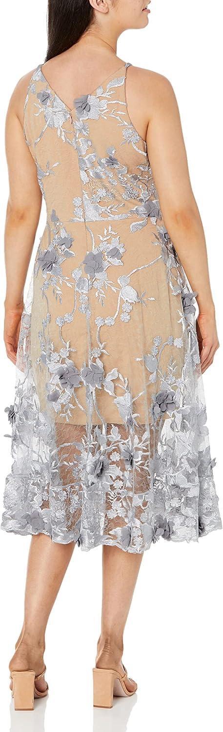 imageDress the Population Womens Audrey Midi Plunging DressMineral BlueNude