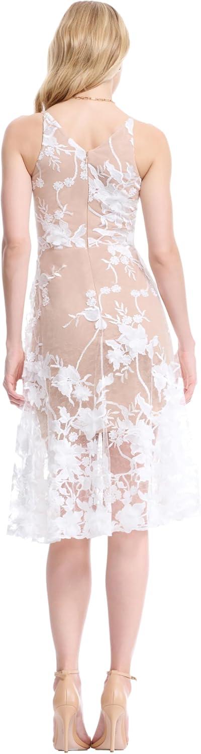 imageDress the Population Womens Audrey Midi Plunging DressOff WhiteNude